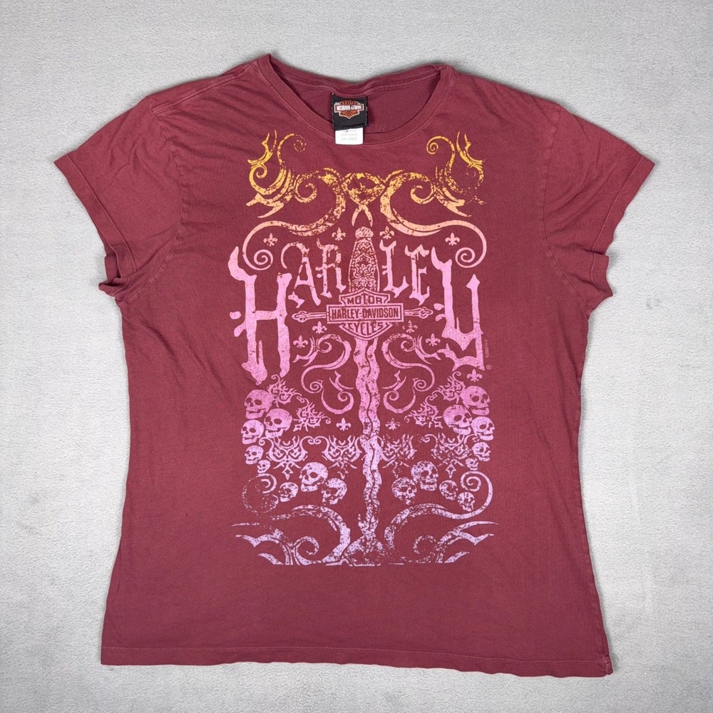 Harley-Davidson Bumpus Memphis TN Skull Gothic Graphic T-Shirt Womens 2XL